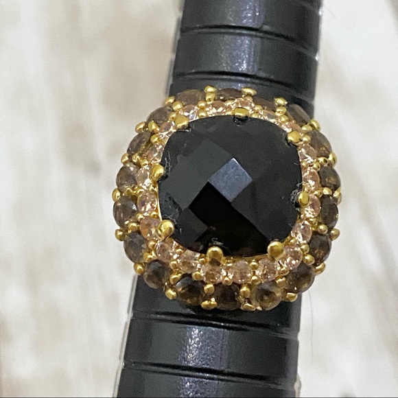 Vintage Smoky Topaz CZ Statement Ring Size 7 - Picture 10 of 16